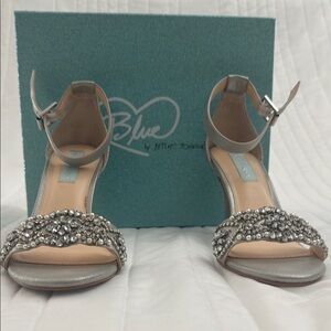 Blue by Betsey Johnson Silver Crystal Embellished Heels